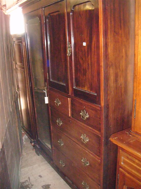 Victorian mahogany wardrobe fitted five drawers